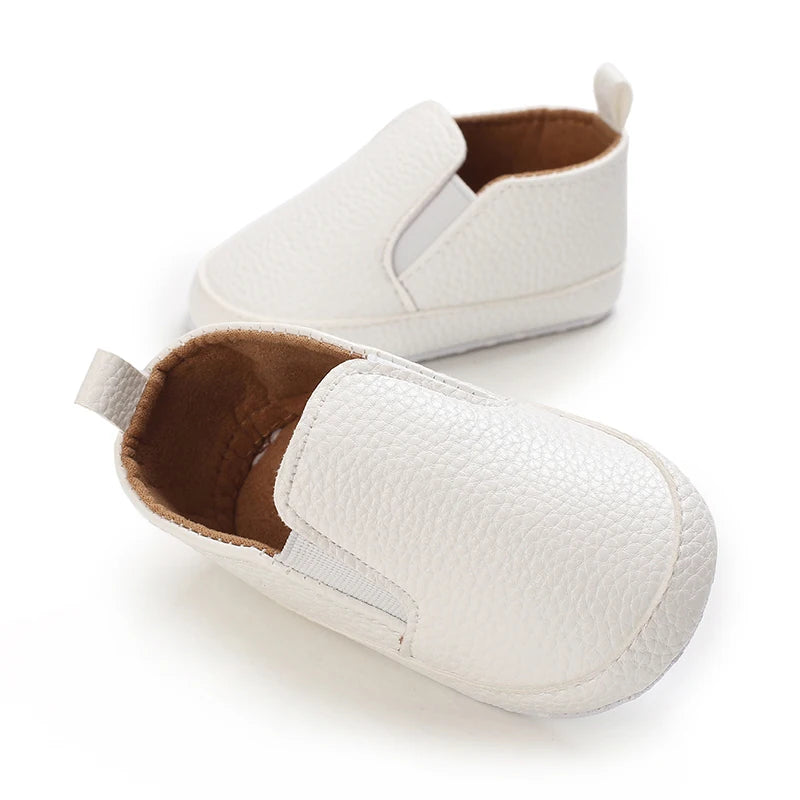 Baby Learning Walk Shoes, Slip-on Leather Casual Loafers, Soft Sole Comfortable Footwear for Infants 0-18M