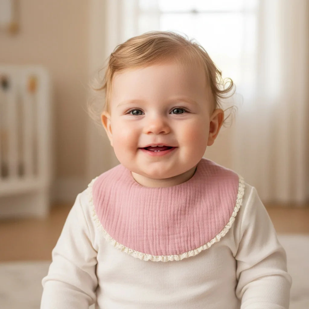Babero de Doble Capa de Algodón Puro Clase A para Recién Nacido, Tela Absorbente de Gasa para Bebé, Paño para Babear, Accesorio para Fotos, Suave, Cómodo, Unisex 0-3 Meses