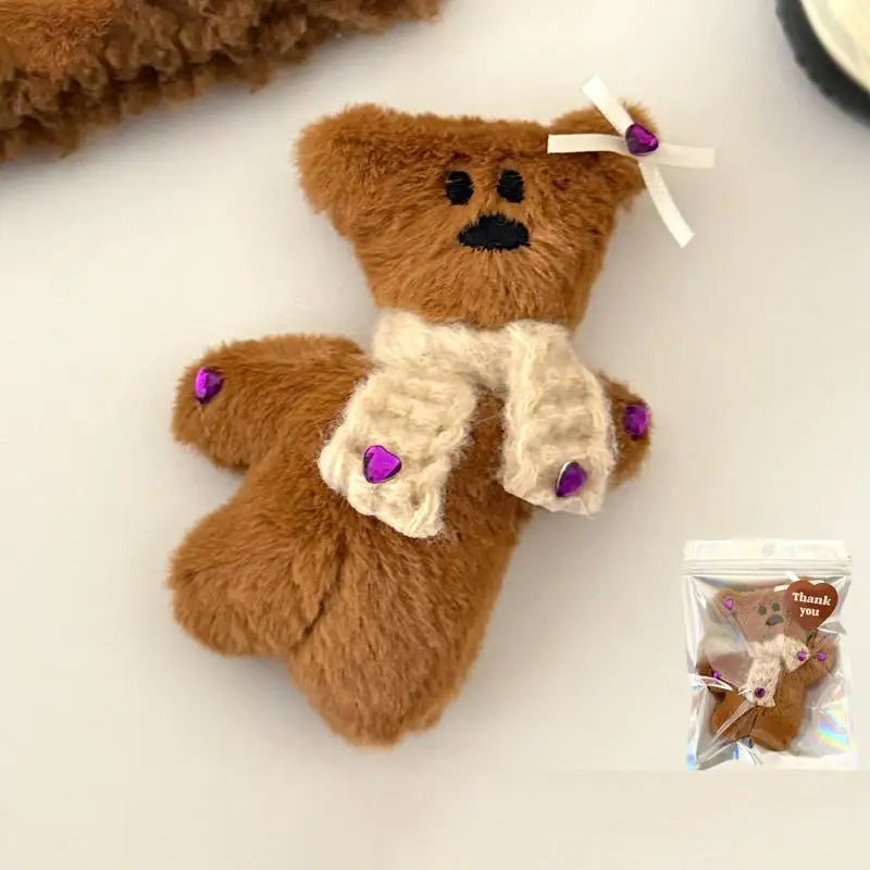 Cute Little Bear Plush Hairpin Cartoon Stuffed Doll Hair Clip Sweet Side Bang Clips Girly Autumn And Winter Hair Accessories