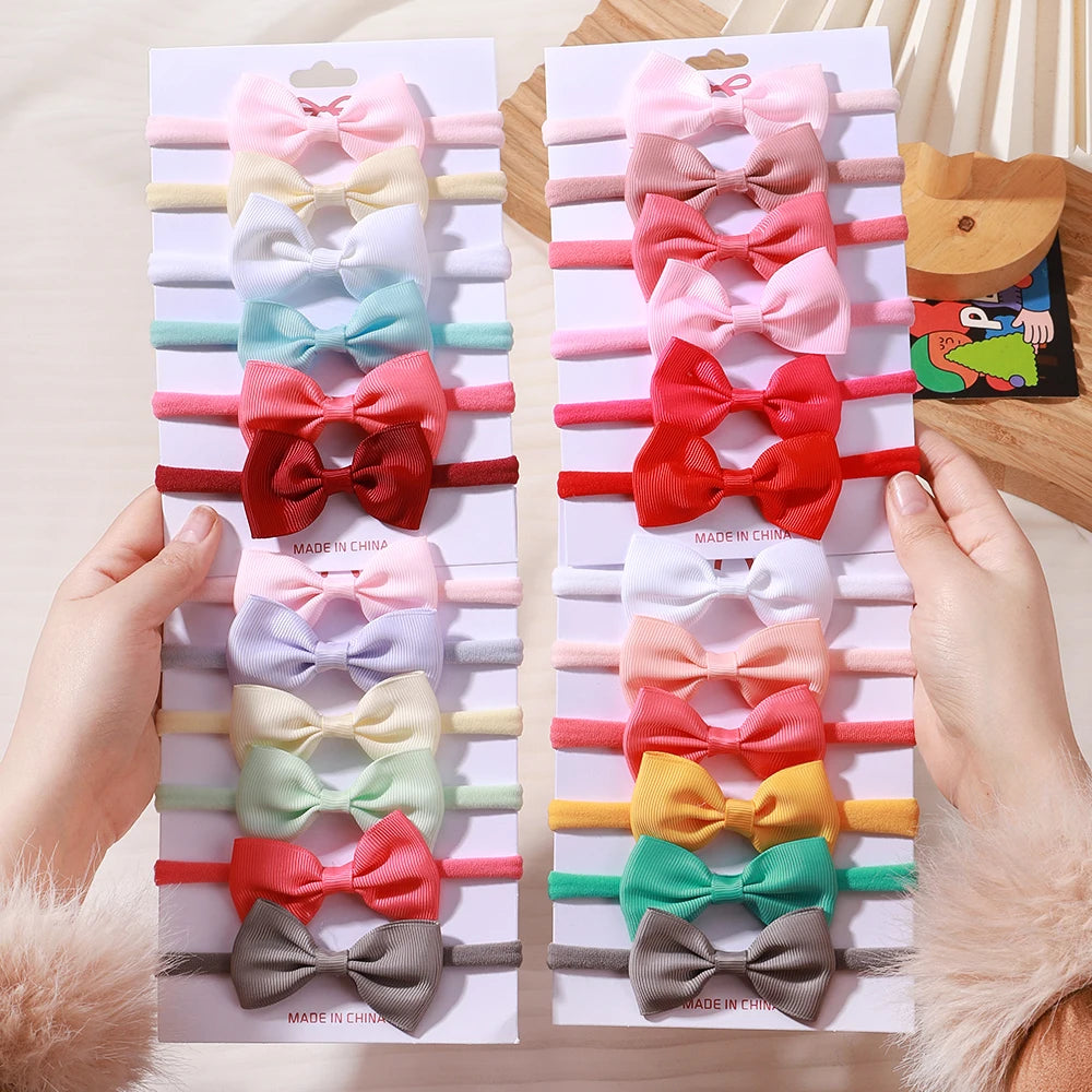 5Pcs/Set Elastic Baby Headband Solid Corduroy Ribbon Bow Headscarf Hairband Newborn Cute Knitted Headband Babe Hair Accessories
