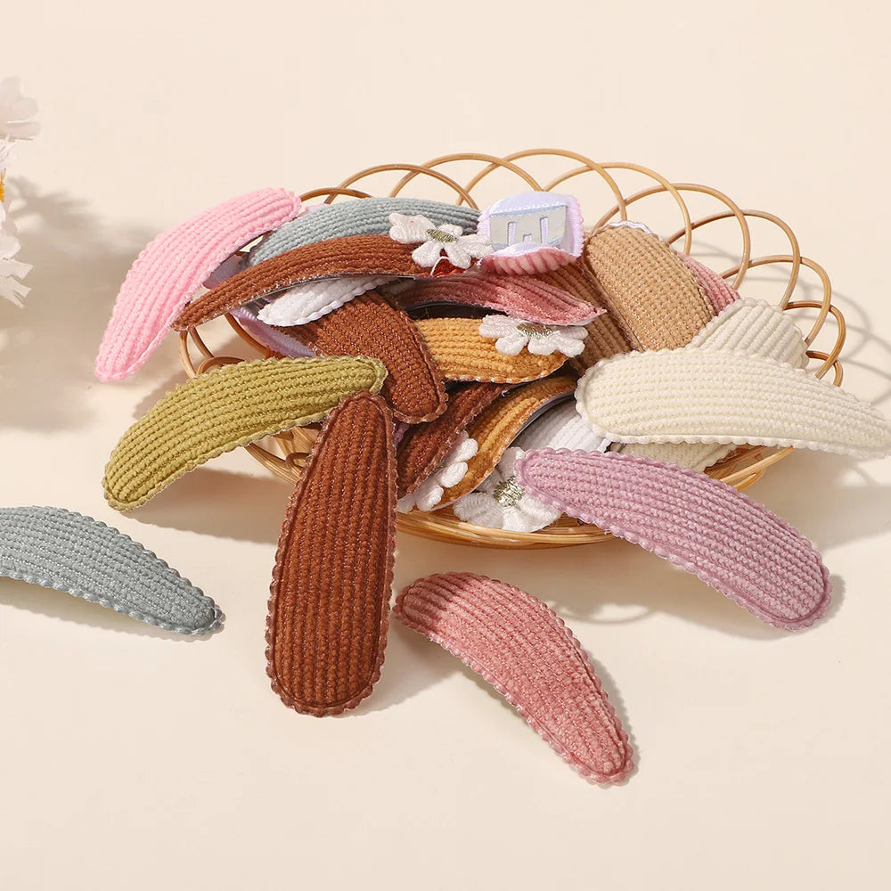 20Pcs Sweet Random Color Hair Clip Flower BB Hairpins Cute Handmade Printing Barrettes Bangs Clip Headwear Baby Hair Accessories