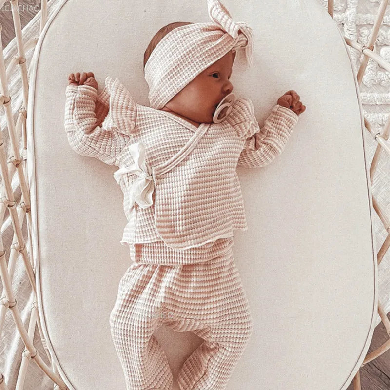 Newborn Girl Clothing Sets For Kids Knitted Cute Top Pants Suit Baby Girls Outfits White CostumeChildren Clothes Winter Spring