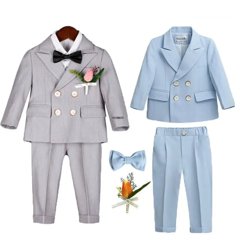 Traje de fotografía para niños Flower Boys, disfraz formal para bebés y niños, vestido para fiesta de cumpleaños o boda, esmoquin para actuaciones.