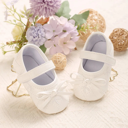 0-18M Baby Girl Leather Shoes New Spring And Autumn Bow Princess Shoes Baby Soft Sole Single Shoes Baby Walking Shoes