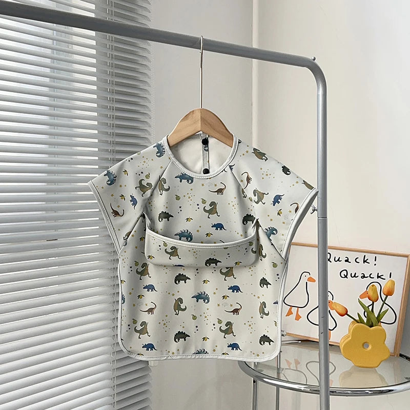 Newborn Baby Bibs Blouse Waterproof No-sleeved Reverse Dressing Infant Eating Clothes Apron Bib Protective Clothing