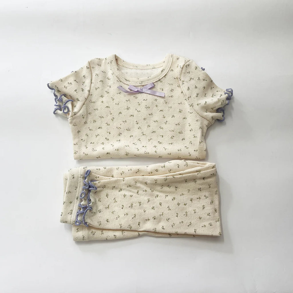 1-6T Kleinkind Baby Mädchen Kleidung Set Sommer 100% Baumwolle Langarm T-Shirt Top Hose Anzug Hauskleidung Stretch 2-teiliges Schlafanzug-Set