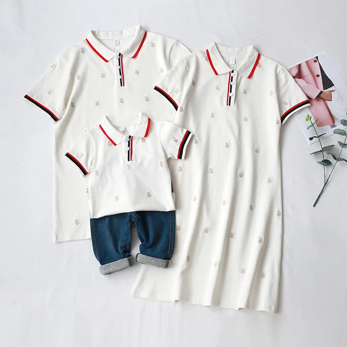 Mother Daughter Dresses Dad Son Shirts Father Baby Outfits for Family Matching Clothes Mom and Daughter Dress Sister Brother Set