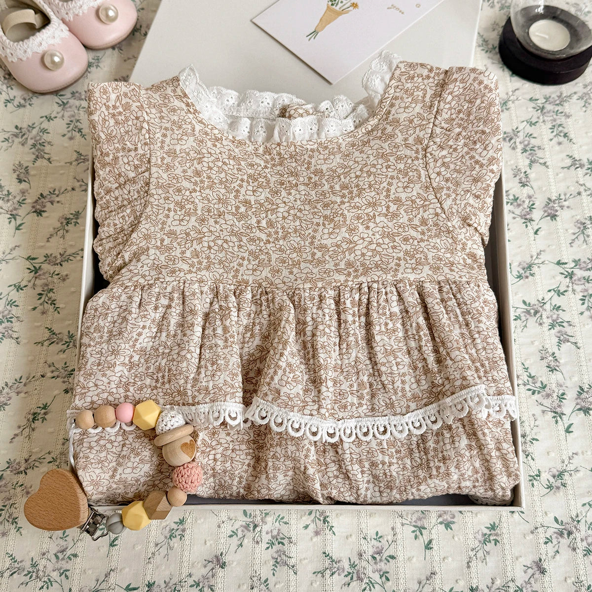 Summer Baby Girl Clothes Full Sleeve Lace Flower Girls Dress Cotton Baby Romper Princess Dress Suitable for babies aged 0-18M