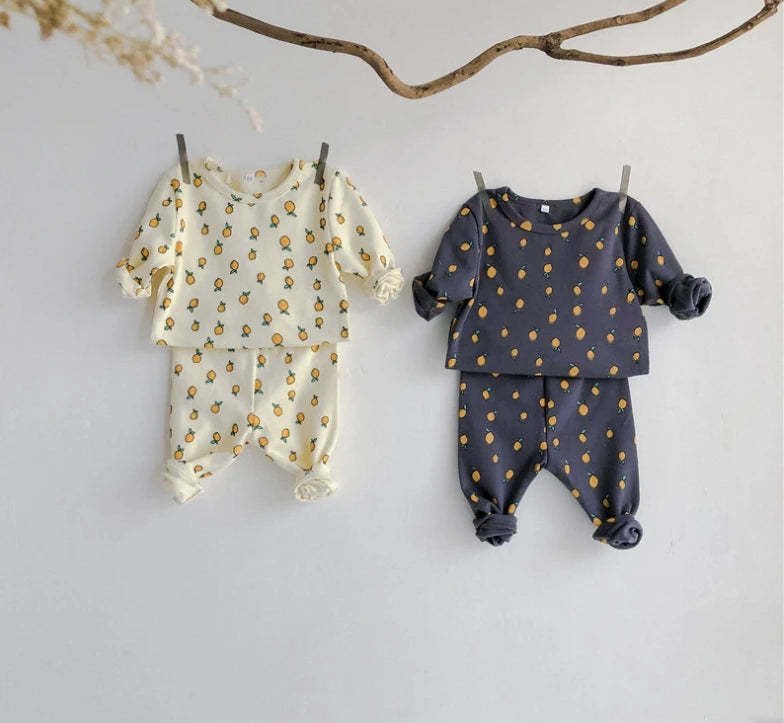 Conjuntos de pantalones cálidos de algodón de cintura alta + blusa de manga larga con cuello redondo, trajes de ropa interior para bebés, niños y niñas, pijamas nuevos y lindos de 0 a 3 años