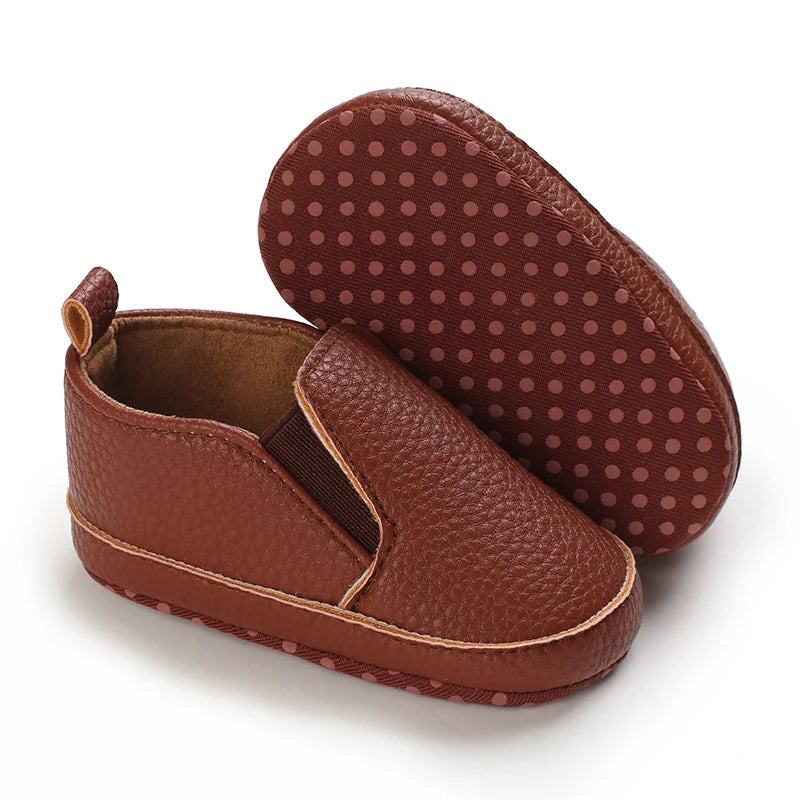 Baby Learning Walk Shoes, Slip-on Leather Casual Loafers, Soft Sole Comfortable Footwear for Infants 0-18M