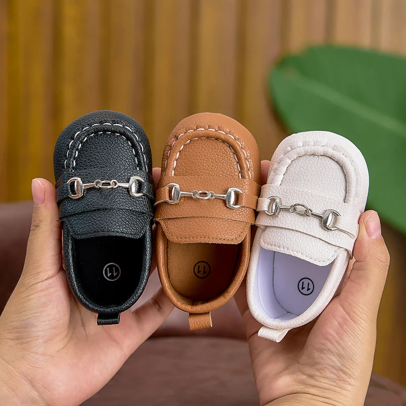Baby British-Style Loafers, Soft-Soled Pre-Walker Shoes for 0-1 Year Old Babies