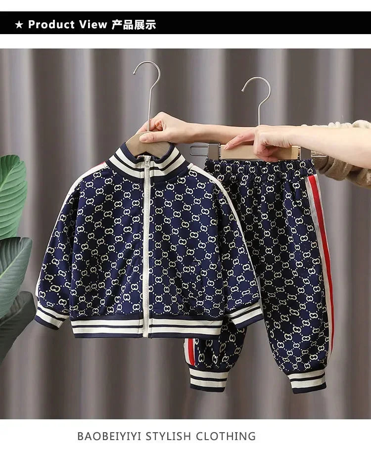 Conjuntos de ropa para niños primavera otoño moda infantil abrigos de algodón+pantalones 2 piezas chándales para bebés niños trajes deportivos niños pequeños 2-12
