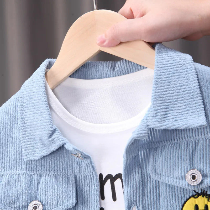 Conjunto de ropa para bebés y niñas pequeñas, primavera, otoño, pana, dibujos animados, conjuntos de ropa para niños, chaquetas con capucha y pantalones, traje para niños de 0 a 5 años