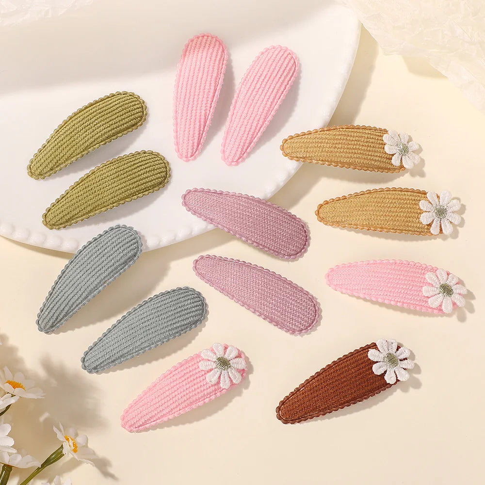 20Pcs Sweet Random Color Hair Clip Flower BB Hairpins Cute Handmade Printing Barrettes Bangs Clip Headwear Baby Hair Accessories