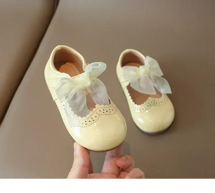 Baby Girl Leather Shoes Spring Autumn New Fashion Soft Comfortable Candy Color Princess Kids Dress Flats Ribbon Bow-knot Sweet
