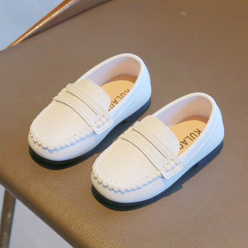 Boy Leather Shoe Fashion Solid Color Versatile Kids School Causal Single Shoes Breathable Non-slip Children Slip-on Flat Loafers