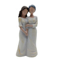 Sister Mother and Daughter Statue Resin Craft Hand-Painte Mom Daughter Finger Heart Sculptures Modern Elegant Family Sculpture