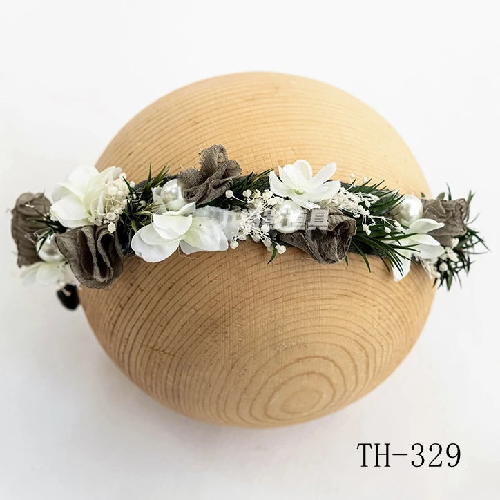 Newborn Headband for Photography Props Flower Baby Girl Tieback Flowers Pearl Wreath Newborn Photography Infant Hair Accessories