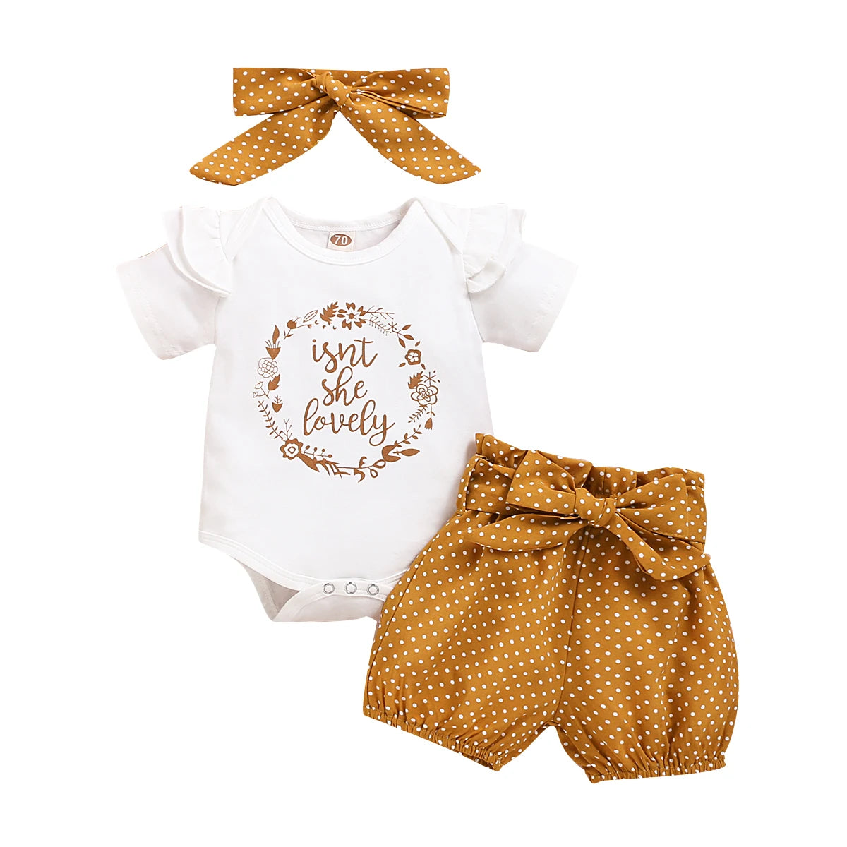0-18Months Infants Baby Girl Set Black Short Sleeve Bodysuit+Polka Dot Shorts+Headband Toddler Girl Summer Fashion 3PCS Clothing