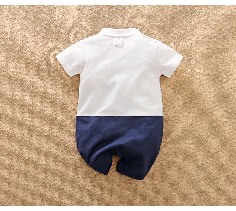 0-18 Baby-Bodysuit Gentleman Style Elegant Formell Baumwolle Bequem Weich Jungen Und Mädchen Sommer Kurzarm Neugeborenenkleidung
