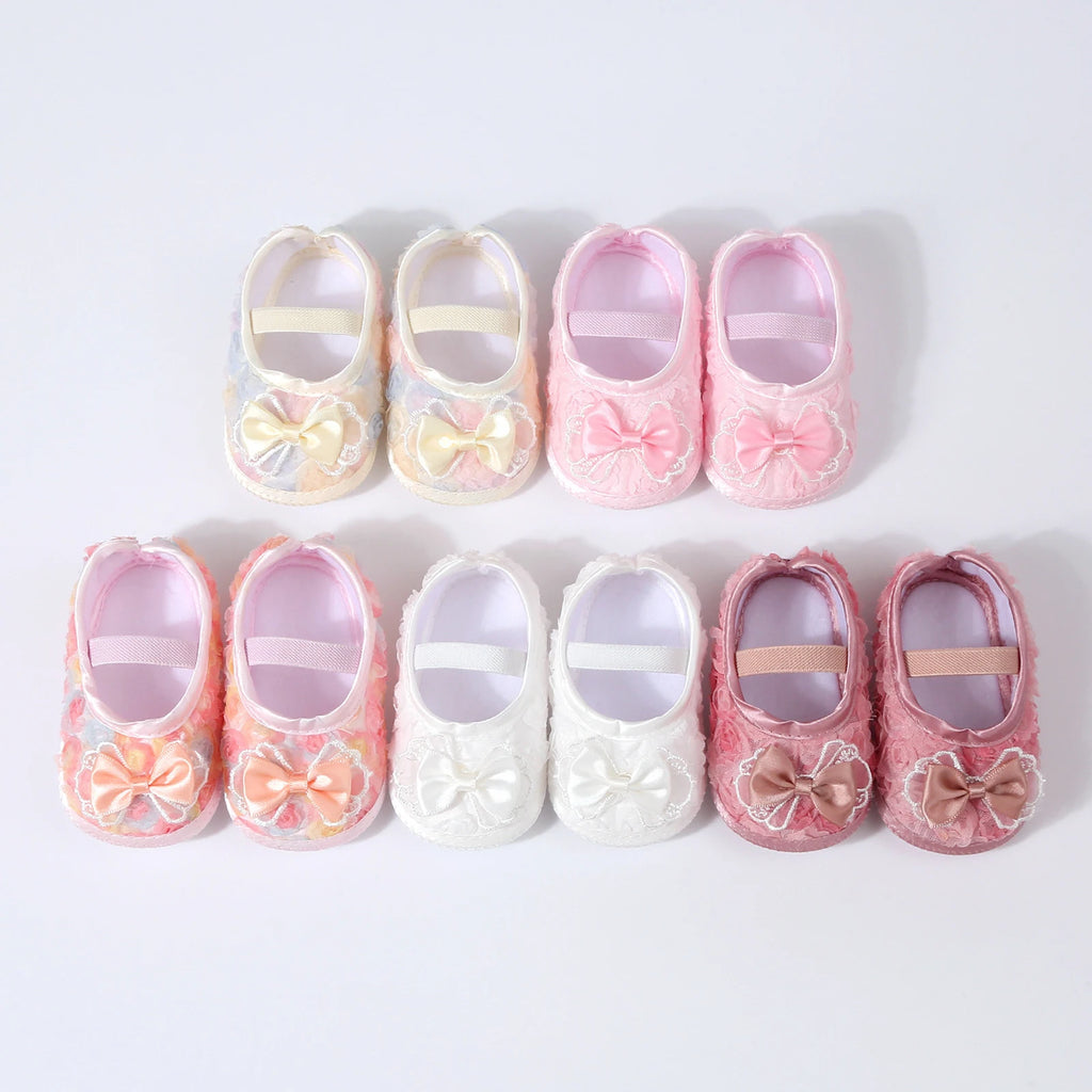 0-12months Baby Girls Shoes Soft First Walking Shoes  for infant girls Lace Bow Decorated Princess Shoes