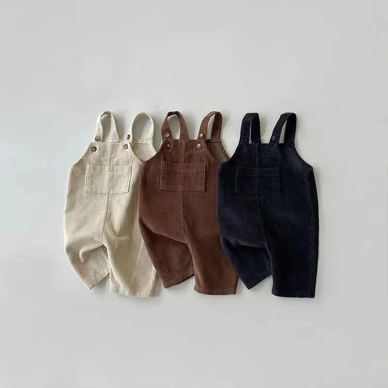 Herbst Winter Kleinkind Baby Jungen Mädchen Einfarbig Cord Latzhose Strampler Kinder Overall Kleidung