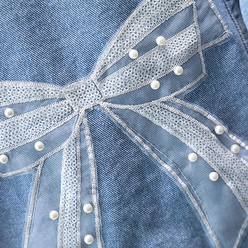 2-9 Years Babi Girls Denim Jacket New Fashion Baby Kids Jean Coats For Girls Cute Lace Bow Design Children Outerwear Clothing