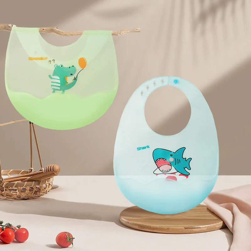 Cute Cartoon Animal Baby Bibs Soft Silicone Waterproof Boy Girl Feeding Burp Cloths 0-6 Years Kids Saliva Towel