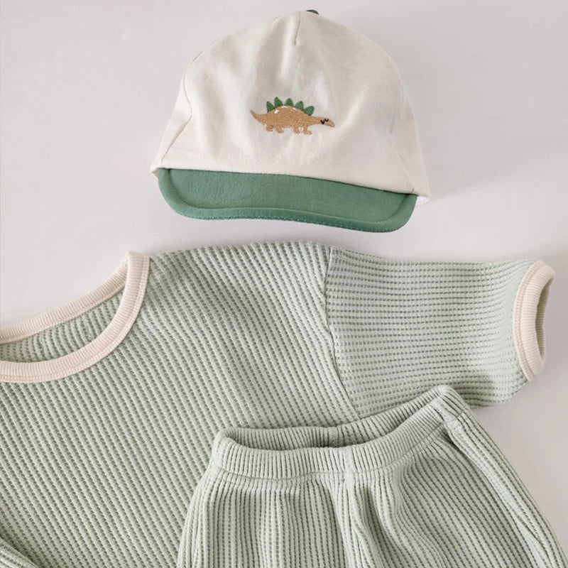 Koreanischer Stil Kinder Kleidung Anzug Waffel Pullover+Hosen Baby Jungen Mädchen Kleidung Set Frühling Herbst Kinder Kleidung Anzug
