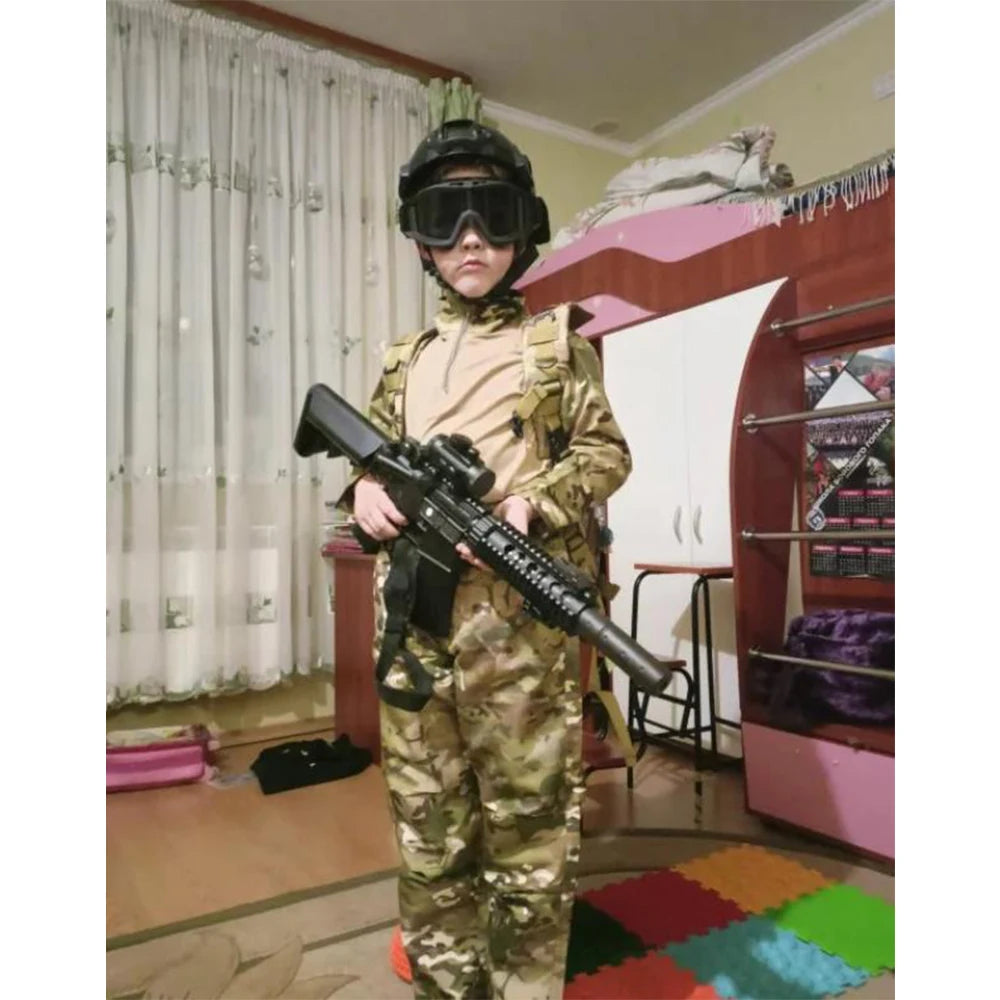 Boys  Tactical  Uniform Hunting Clothing Sets Children Airsoft Camouflage Suits Hiking Training Outdoor Parent-child