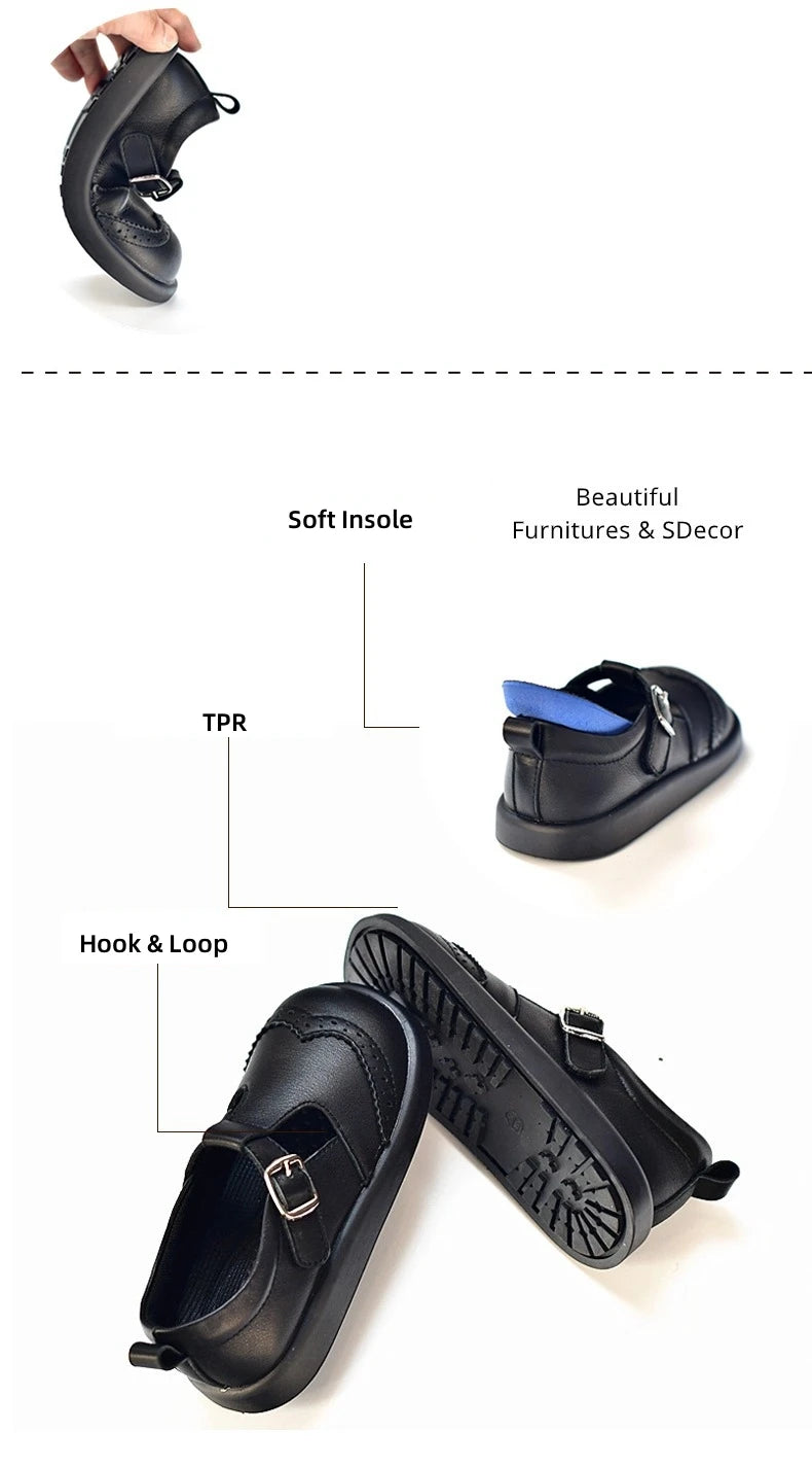 Genuine Leather Boys Leather Shoes Autumn Spring Cow Leather Children's School Shoes Party Baby Girls' Casual Shoes