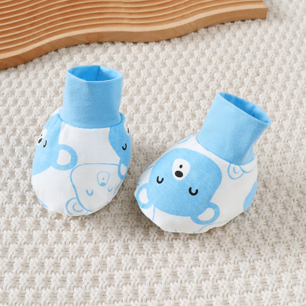 Neugeborenes Baby Jungen Set Bärchen Langarm Strampler + Lange Hose + Mütze + Socken 4-teiliges Set 0-9 Monate Baby Jungen Frühling und Herbst Set