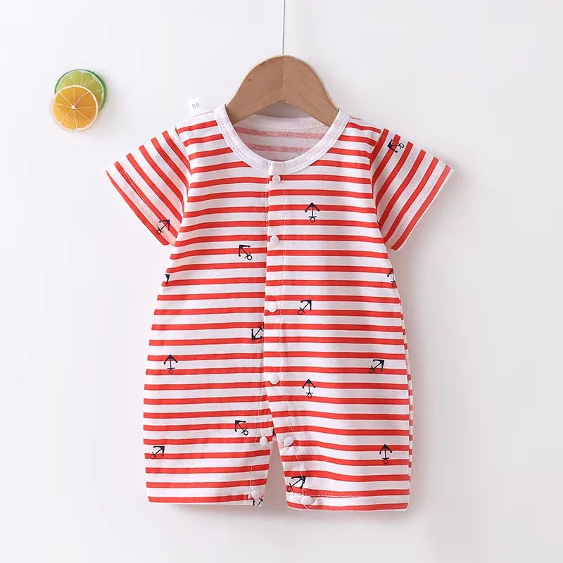 Baby Bodysuit 0-1 Years Cotton Jacquard Snap Closure Crawling Outfit Simple and Trendy Lightweight Romper