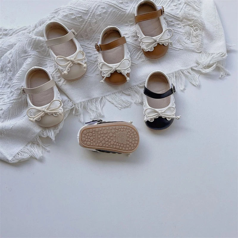 Baby Girls Walking Shoes Spring Autumn Newborn Shoes Infant Comfortable Soft Soled Toddler Kids Lace Bow Princess Shoes