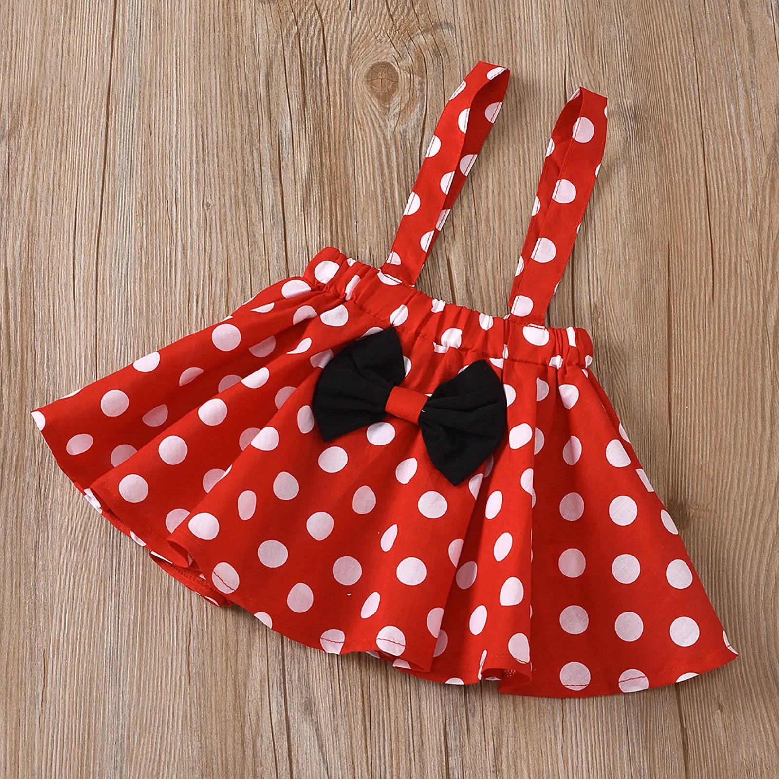 Conjunto de ropa para niños de 1 a 5 años, ropa de bebé, conjunto de ropa para niñas, traje de cumpleaños de verano, top de puntos, falda, disfraz de Minnie con diadema