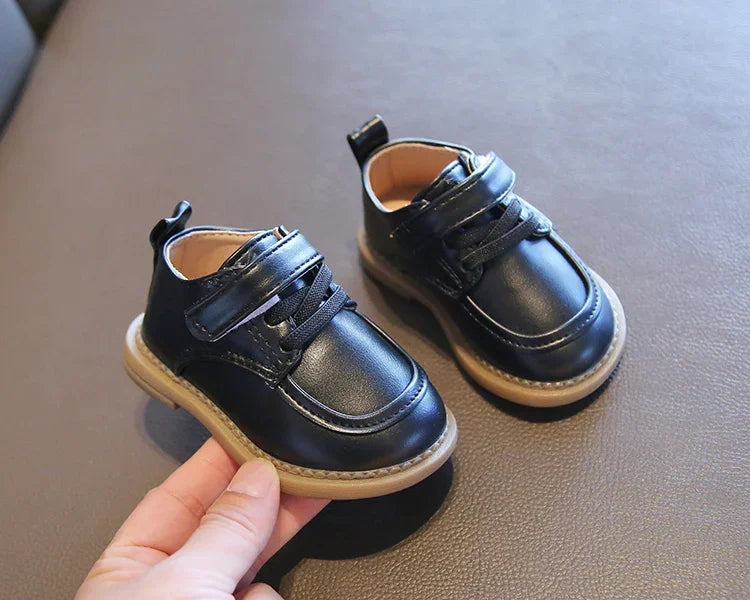 Baby Kids Small Leather Shoes British Style Boys Girls Walking Shoes Soft Sole 2024 New Children Flat Shoes Casual Comfortable