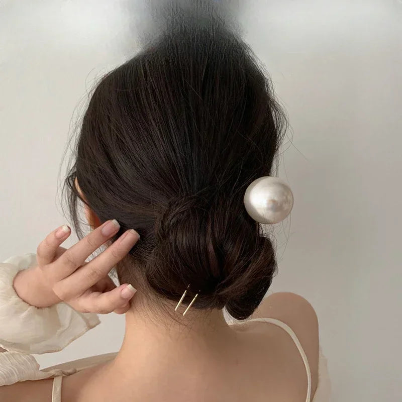 Koreanische U-förmige Haarnadeln, Vintage-elegante Perlen-Haarspangen, Metall-Haarnadeln, Haarstyling-Griffe, Dutt-Clips für Damen und Mädchen