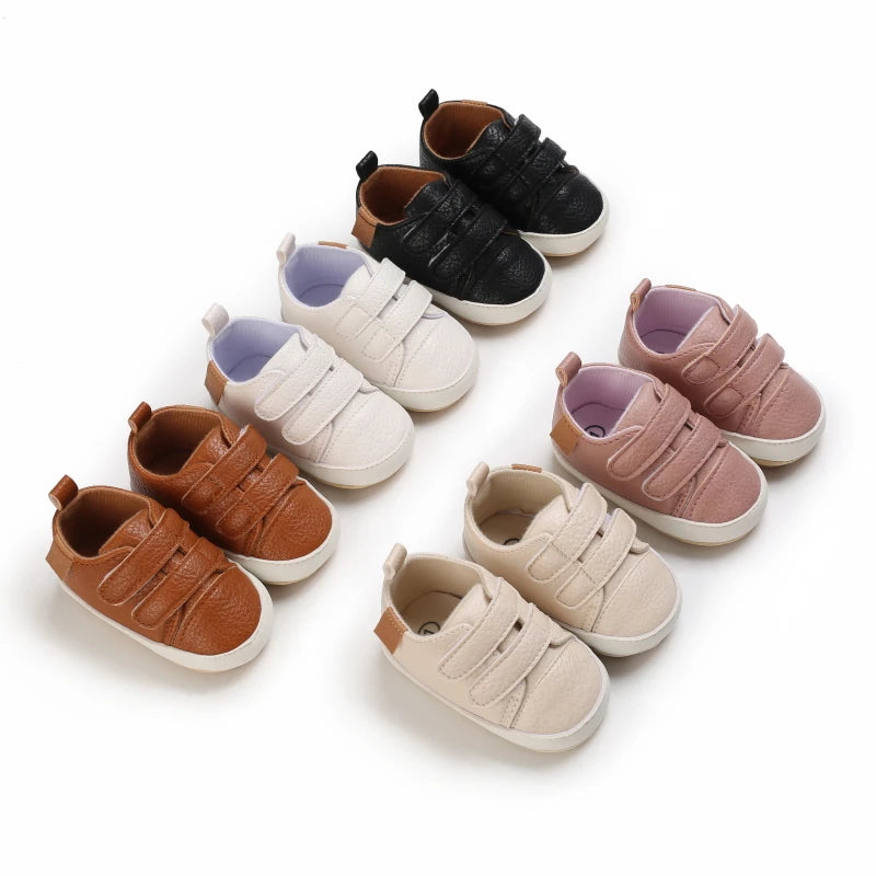 New Baby Shoes Retro Leather Boy Girl Shoes Multicolor Toddler Rubber Sole Anti-slip First Walkers Infant Newborn Moccasins