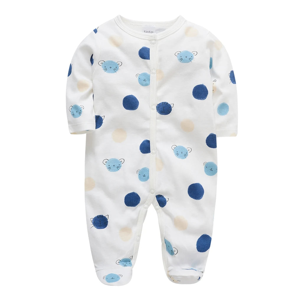 KAVKAS 1/2/3 Pcs Baby Boys Rompers Cartoon Print Overalls Cotton Infant Clothing Kids Jumpsuit Newborn Pajimas 0-3 Months