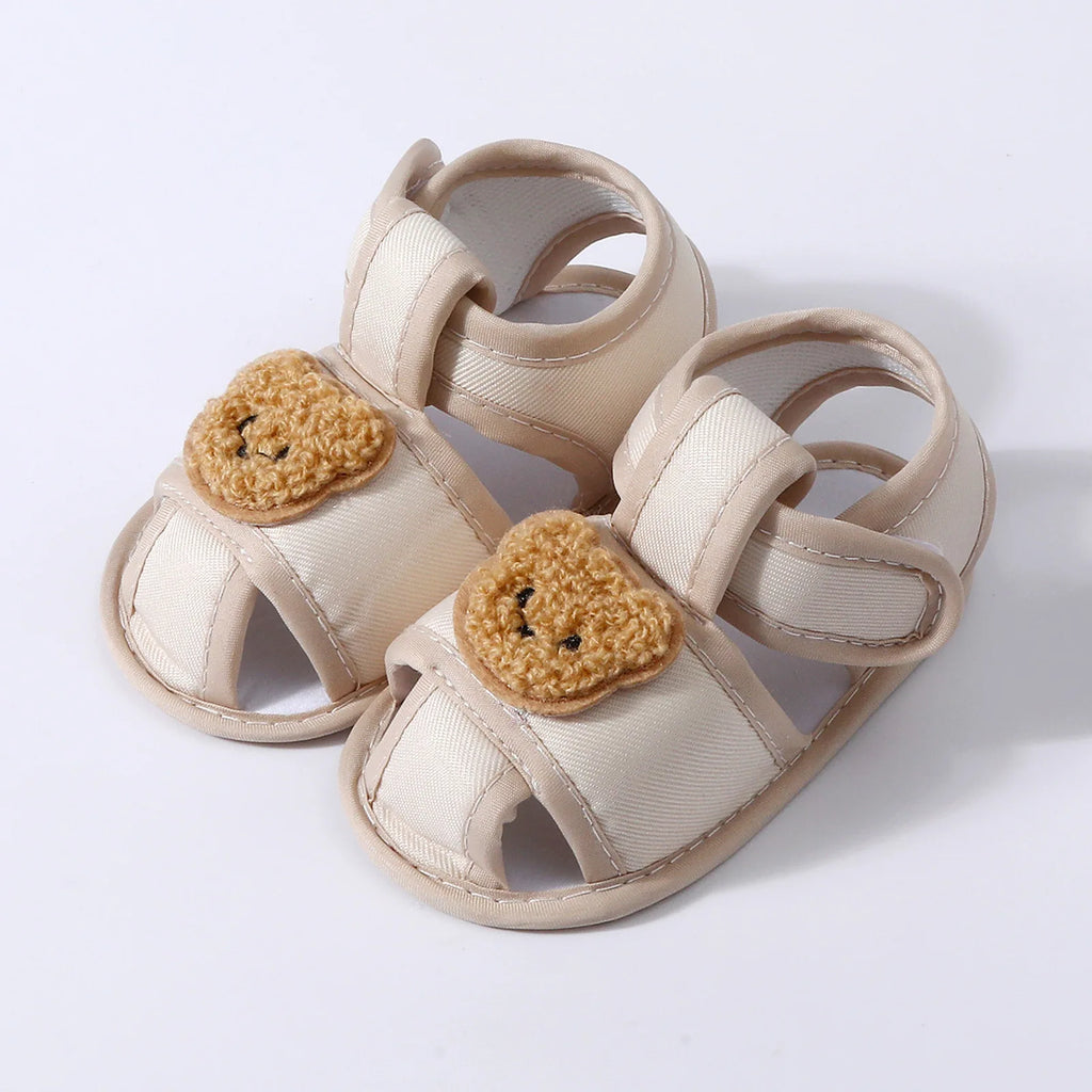 Summer New Toddler Sandals Cute Cartoon Bear Newborn Prewalker Cotton Sandal Soft Baby Girl Non-slip Sole Infant First Walkers