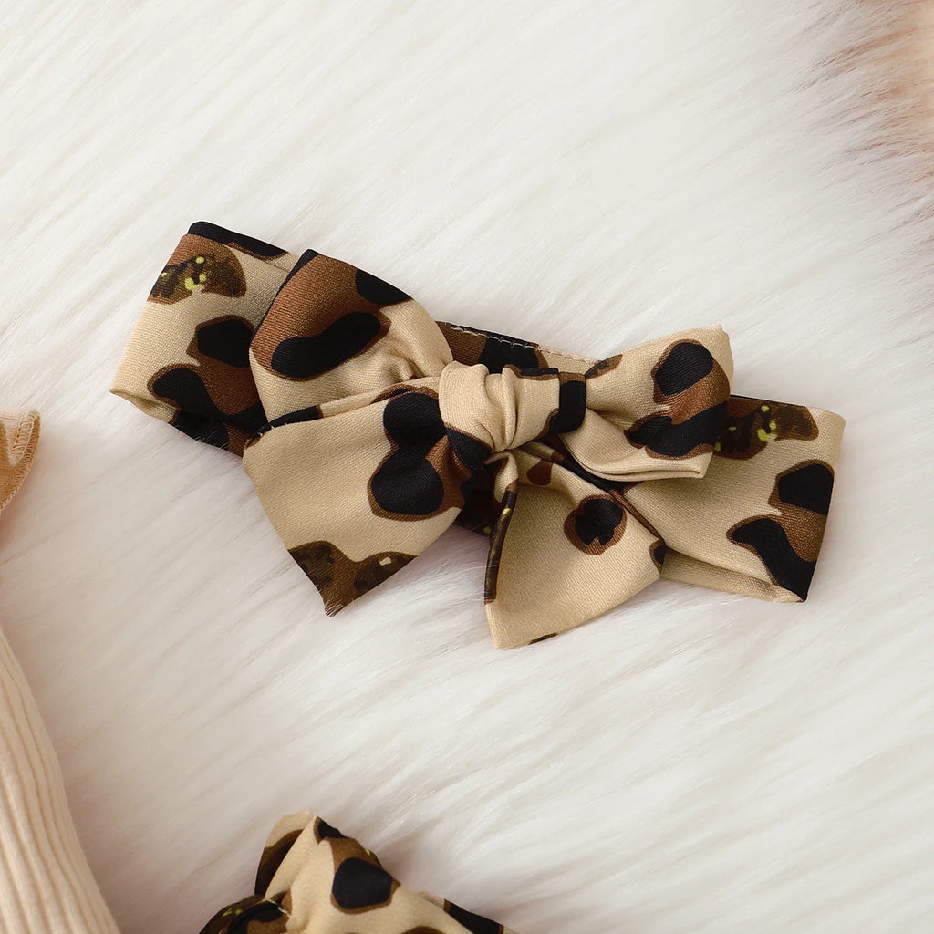 Conjunto de ropa para bebé recién nacido de 0 a 18 meses, body de manga larga + pantalones de leopardo + diadema, 3 piezas, atuendos de otoño a la moda para niña pequeña