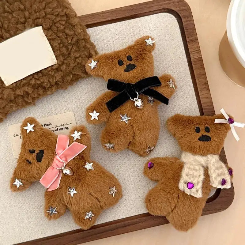 Lindo broche de felpa de osito, pinza de pelo de muñeco de peluche de dibujos animados, pinzas dulces para flequillo lateral, accesorios para el cabello femeninos de otoño e invierno.