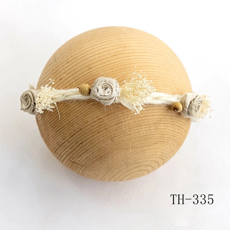 Newborn Headband for Photography Props Flower Baby Girl Tieback Flowers Pearl Wreath Newborn Photography Infant Hair Accessories