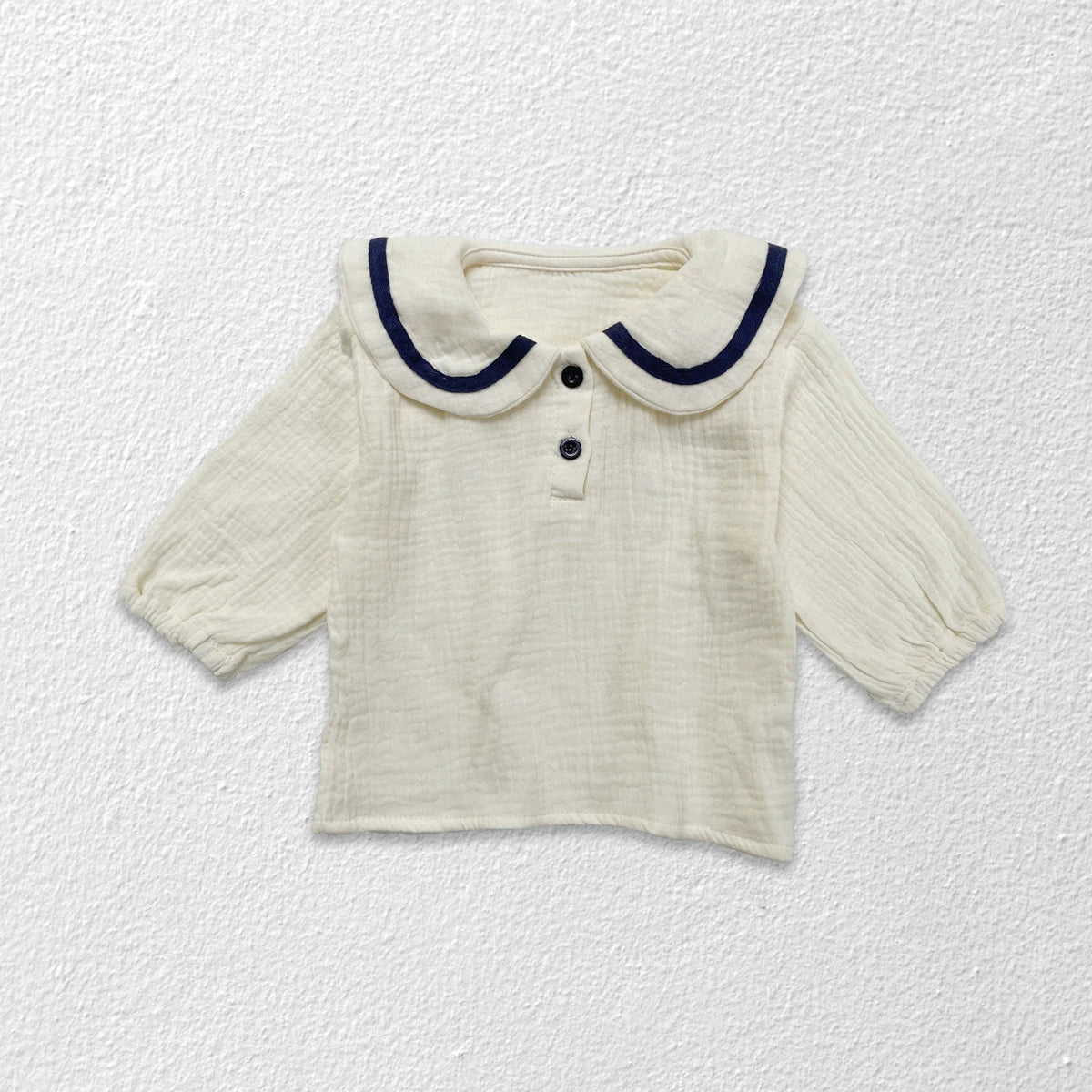 Newborn Baby Girls Boys Autumn Full Sleeve Navy Collar Top Tees Solid Bread Bottoms Infant Kids Pure Cotton Clothing Set 2pcs