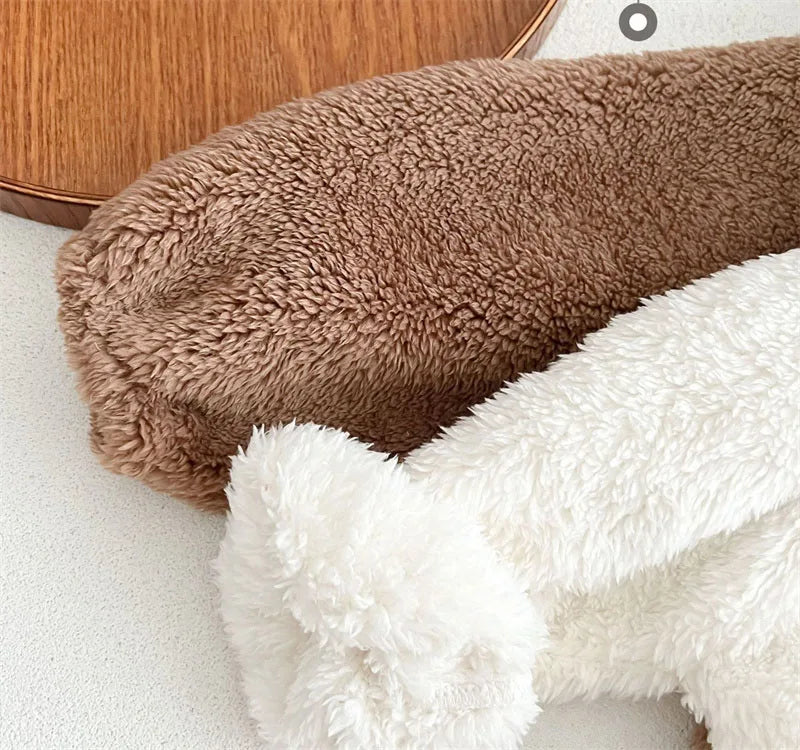 Baby Clothing Autumn Winter Cute Hooded Cartoon Bear Baby Crawling Clothes Pajamas Warm Double-sided Plush Jumpsuit Trousers Set