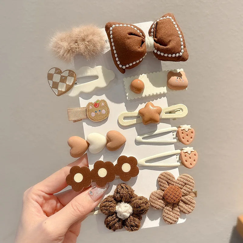 10-14PCS Bows Baby Hair Clips Hair Accessories For Girls Cartoon Animal Flower Hairpin Headdress Kids Hair Pins Birthday Gifts