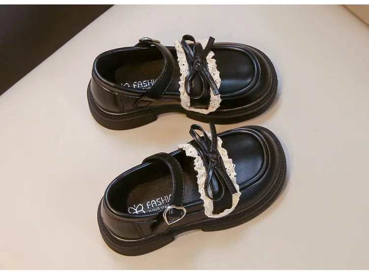 Children Leather Shoes for Girls Fashion Casual Mary Janes with Bow-knot Classic British Style Vintage Retro College Design New