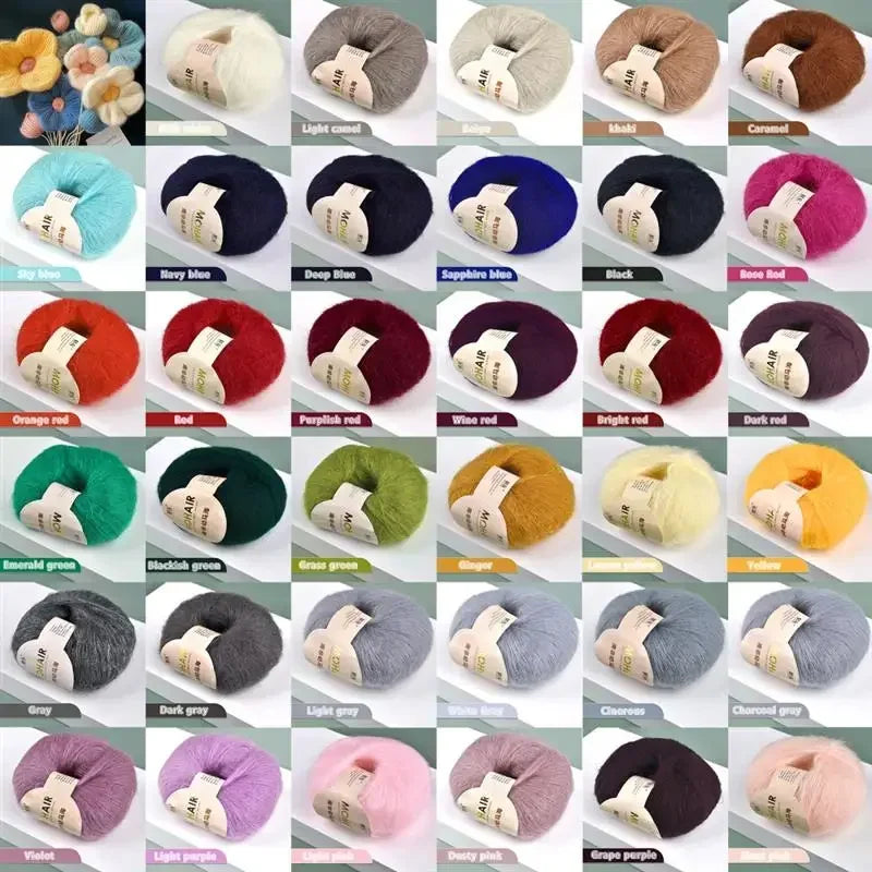 35 Farben 25g/Stück Mohairgarn Extra weiches warmes Babywoll-Häkelgarn zum Handstricken von Pullover, Schal, Tuch, DIY-Materialien