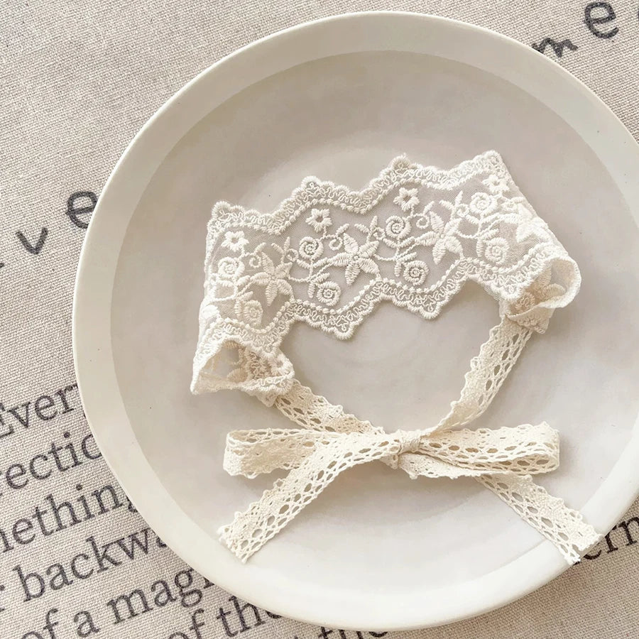 Ins Girls Hollow Headbands Baby Elastic Hair Band Newborn Lace White Floral Sweet Princess Hairband Photo Props Hair Accessories