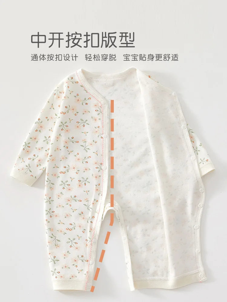 Bezaubernder Baby-Strampler für Frühling und Herbst, weicher Strampler aus reiner Baumwolle, Prinzessinnen- & Prinzen-Stil, perfekter Krabbelanzug für Babys.